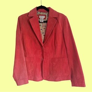 Covington Coral Salmon Pink Women's Jacket Suede Genuine Leather Size Medium